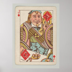 Vintager Jack der Diamant-Spielkarte (1889) Poster