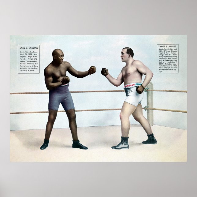 Vintager Jack Johnson / Jim Jeffries Boxing Poster (Vorne)