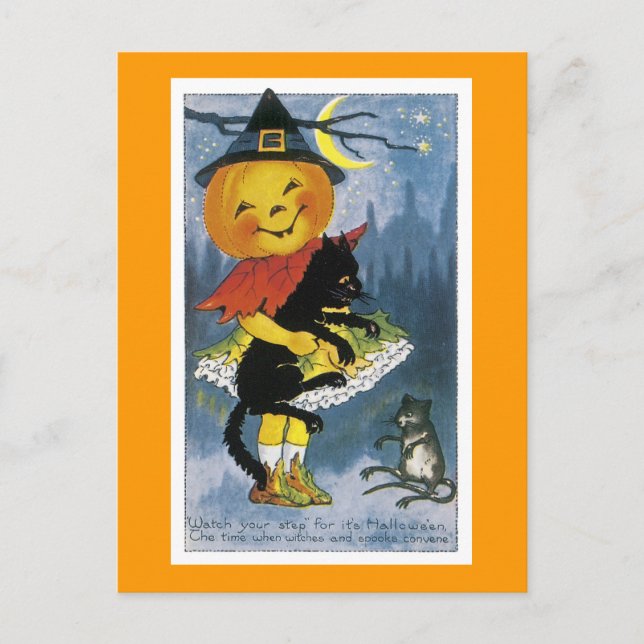 Vintager Jack o' Lantern Child Postkarte (Vorderseite)