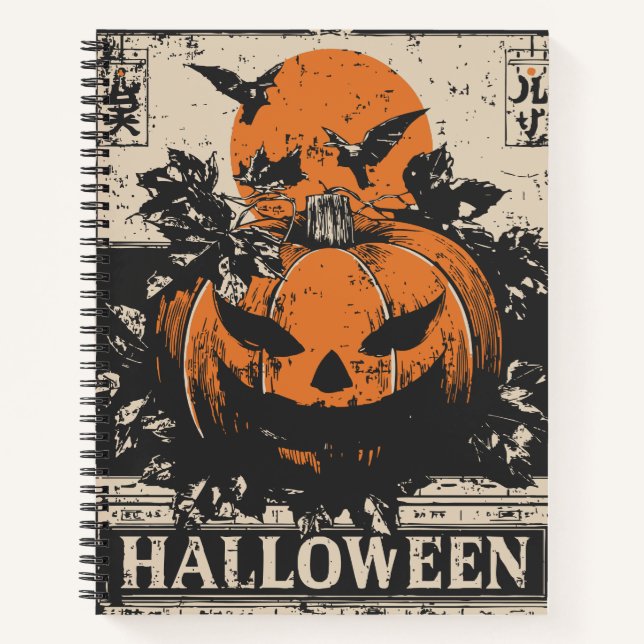 Vintager Jack-O’-Lantern Pumpkin | Halloween Notizbuch (Vorderseite)