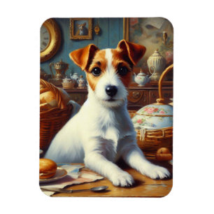 Vintager Jack Russell Terrier Painting Magnet