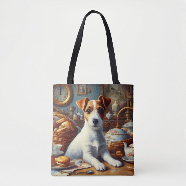 Vintager Jack Russell Terrier Painting Tasche (Vorderseite)
