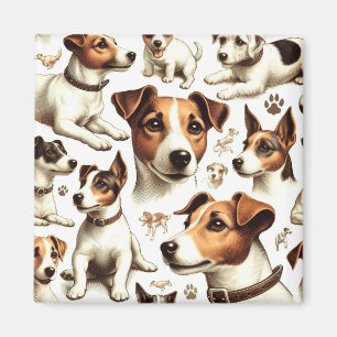 Vintager Jack Russell Terrier Seamless Magnet