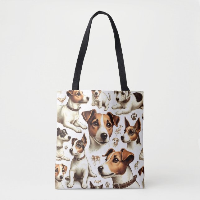 Vintager Jack Russell Terrier Seamless Tasche (Vorderseite)