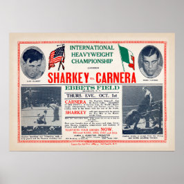 Vintager Jack Sharkey vs Primo Carnera Boxing Poster