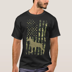 Vintager Jagdhund Camouflage US Flag Doberman Pi T-Shirt