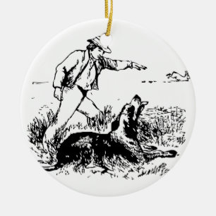 Vintager Jäger, Hase und Weihnachtsschmuck