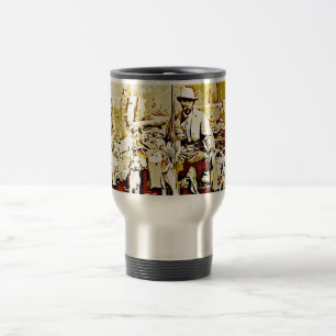 Vintager Jäger mit Aluminium-Travel von Hunden Reisebecher