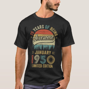 Vintager Januar 1950 75 Jahre alt 75. Geburtstag M T-Shirt