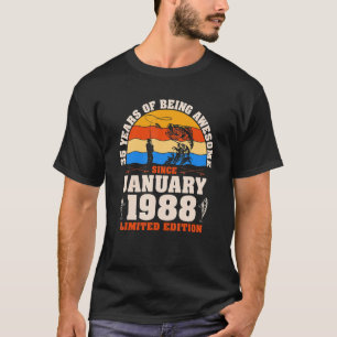 Vintager Januar 1988 35 Jahre Jähriger Fischfang 3 T-Shirt