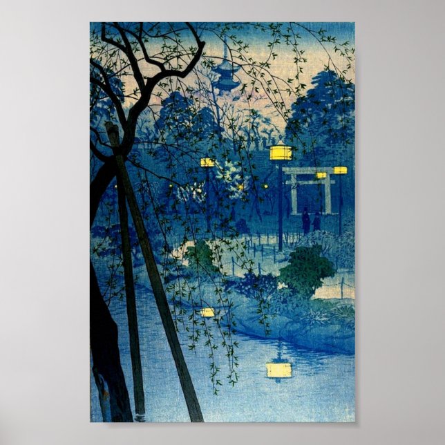 Vintager japanischer Abend Woodblock Art Ukiyo-E Poster (Vorne)