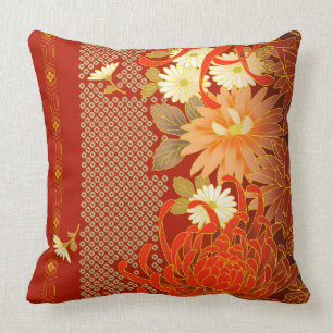 Vintager japanischer Blumenentwurf Kissen