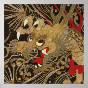 Vintager japanischer Drache Poster