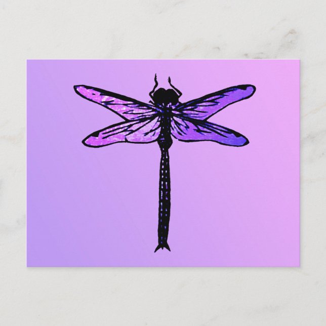 Vintager japanischer Drachenfliege, Amethyst lila Postkarte (Vorderseite)