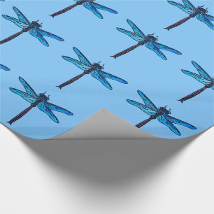 Vintager japanischer Dragonfly, saphil blau Geschenkpapier