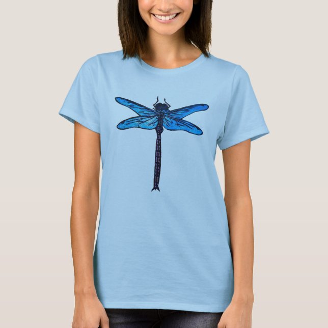 Vintager japanischer Dragonfly, saphil blau T-Shirt (Vorderseite)