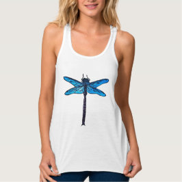 Vintager japanischer Dragonfly, saphil blau Tank Top