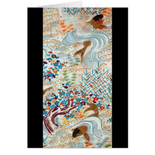 Vintager japanischer Karpfen und fließendes Wasser
