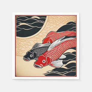 Vintager japanischer Koi Fisch Serviette