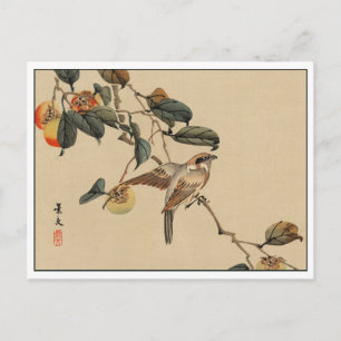 Vintager japanischer Kunstvogel in Tree Postkarte