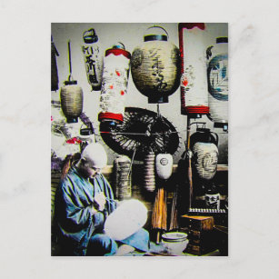 Vintager Japanischer Laternenpapier Handwerker Postkarte