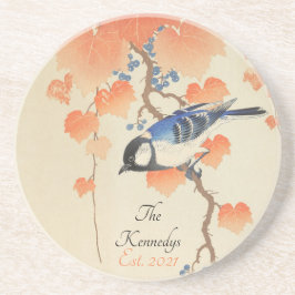 Vintager japanischer Vogel-Print Getränkeuntersetzer