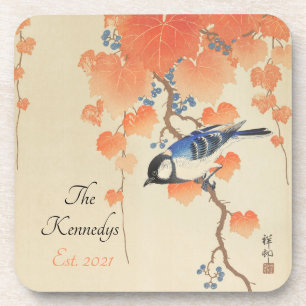 Vintager japanischer Vogel-Print Getränkeuntersetzer