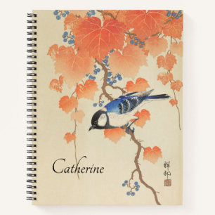 Vintager japanischer Vogel-Print Notizbuch