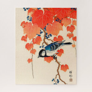 Vintager japanischer Vogel und Herbstgräber