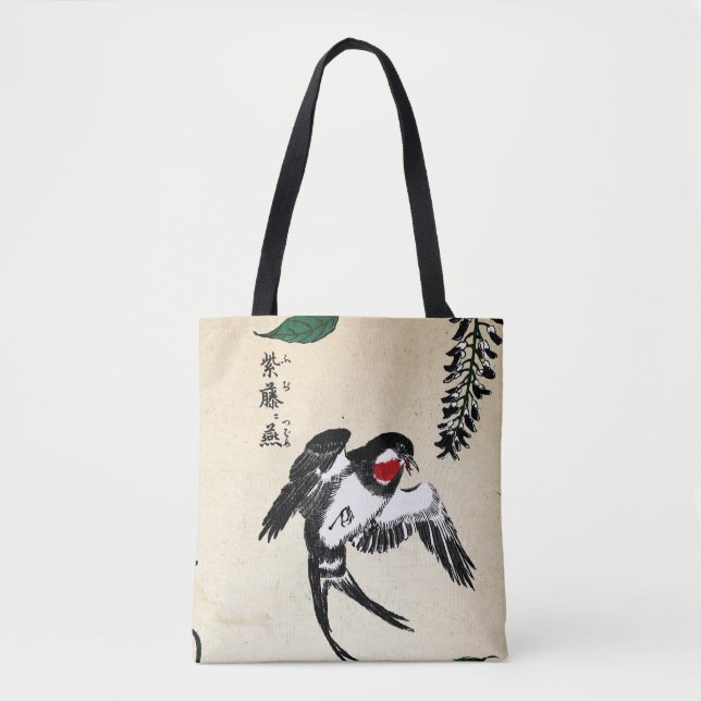Vintager japanischer Vogel und Wisteria Tasche (Vorderseite)