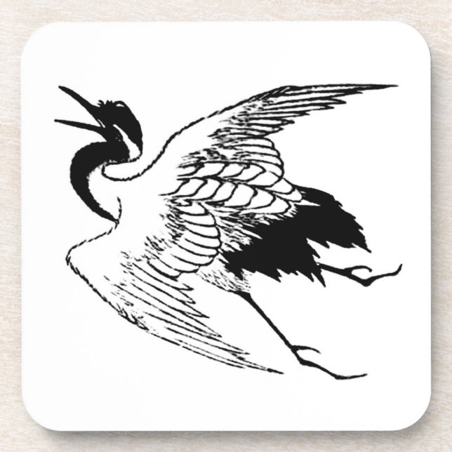 Vintager japanischer Zeichn eines Krans Untersetzer (Vorderseite)