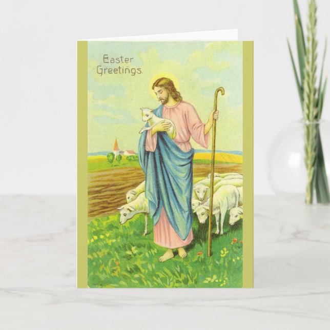 Vintager Jesus-Schäfer-Ostern-Gruß Feiertagskarte (Vorderseite)