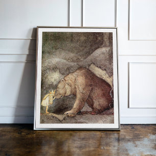 Vintager John Bauer Prinzessin Kissed Bear auf Nos Poster