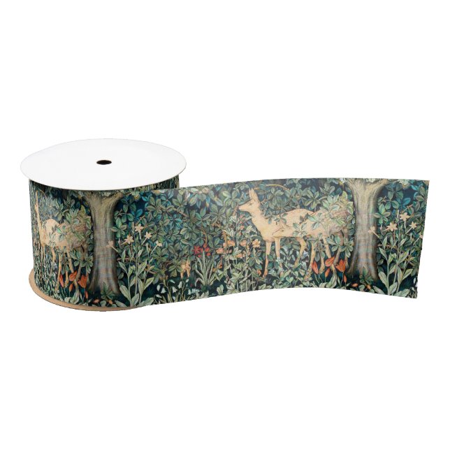 Vintager John Dearle "Greenery"- Baum Blume & Deer Satinband (Spule)