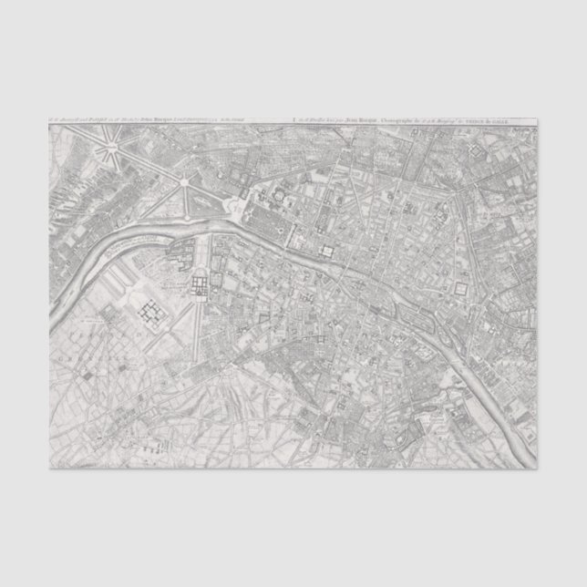 Vintager John-Rocque-Plan von Paris Seidenpapier (Vorderseite)