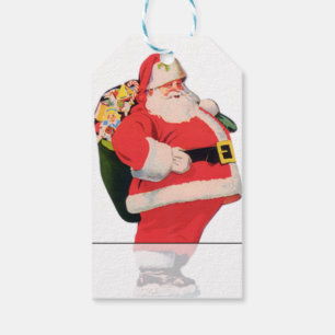 Vintager Jolly fett Santa mit Tasche Spielzeug Wei Geschenkanhänger