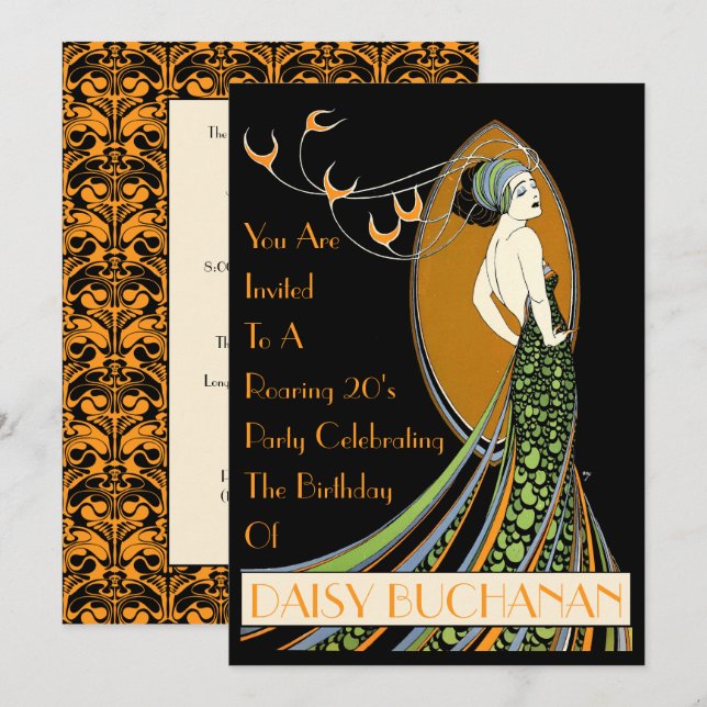 Vintager Jugendstil der 20er Jahre Einladung (Vorne/Hinten)