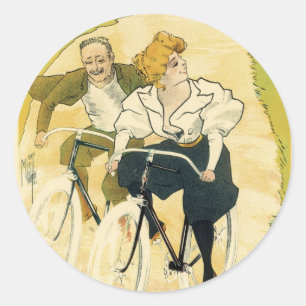 Vintager Jugendstil, Fahrräder, Gladiatorräder Runder Aufkleber