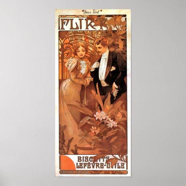 Vintager Jugendstil Flirt 1899 Mucha Poster (Vorne)