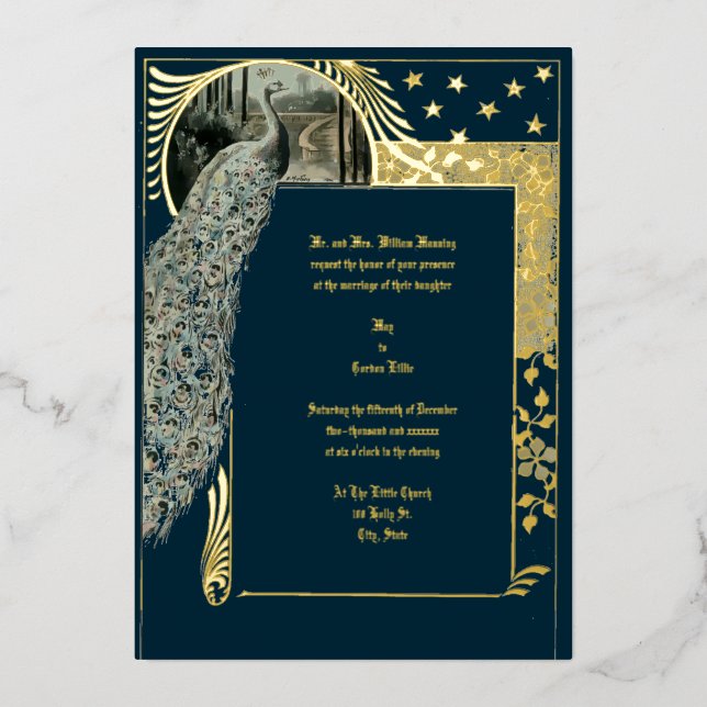 Vintager Jugendstil Folieneinladung (Vorderseite)