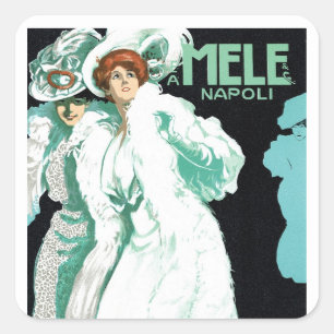 Vintager Jugendstil, italienische Mode, Extravagan Quadratischer Aufkleber