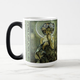 Vintager Jugendstil-Mond von Alphonse Mucha Verwandlungstasse