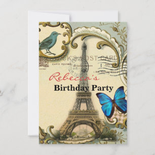 Vintager Jugendstil-Wirbel paris eiffel Turm Einladung