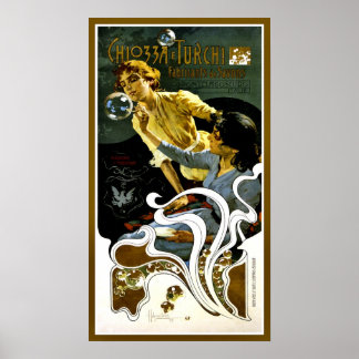 Vintager Jugendstilseifenhersteller und vertikale Poster