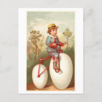 Vintager Junge reiten Ei Fahrrad