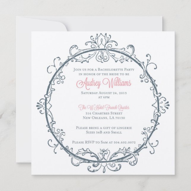 Vintager Junggeselinnen-Abschied Einladung (Vorderseite)