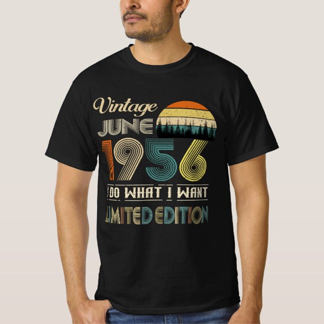 Vintager Juni 1956 T - Shirt - Retro Style Geburts (Vorderseite)