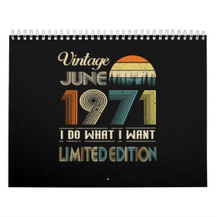 Vintager Juni 1971 Was ich Wollte Limited Edition Kalender