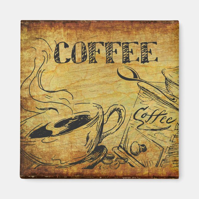 Vintager Kaffee-Cup Magnet (Vorne)