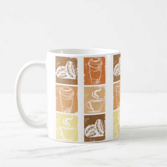 Vintager Kaffee, Koffeinsüchtige Kaffeetasse (Links)